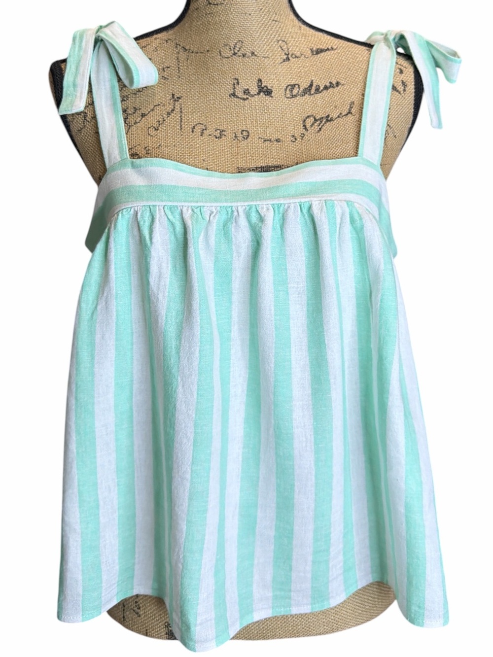 Stoney Clover X Target Mint & White Striped Tie-Shoulder Cropped Top. EC. Size